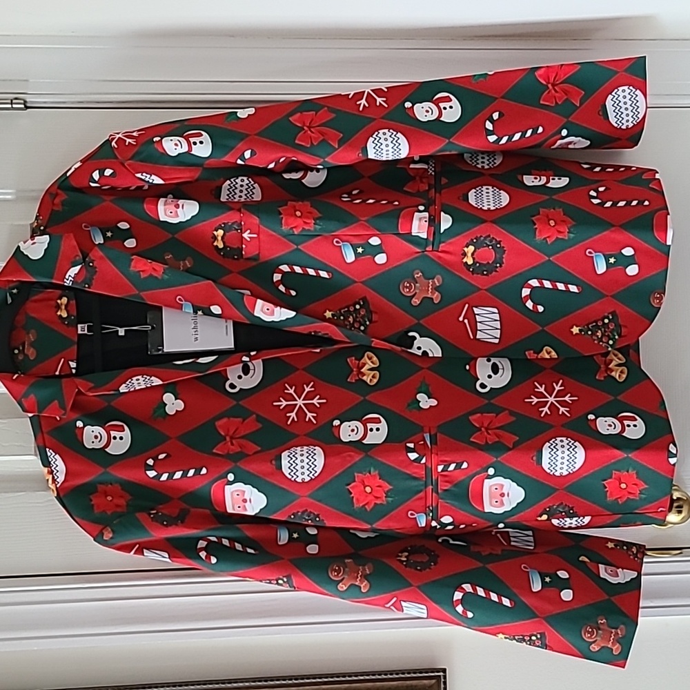 WISHOLIC BRAND HOLIDAY CHRISTMAS MEN'S RED BLAZER SIZE 2XL, 3XL, OR 4XL